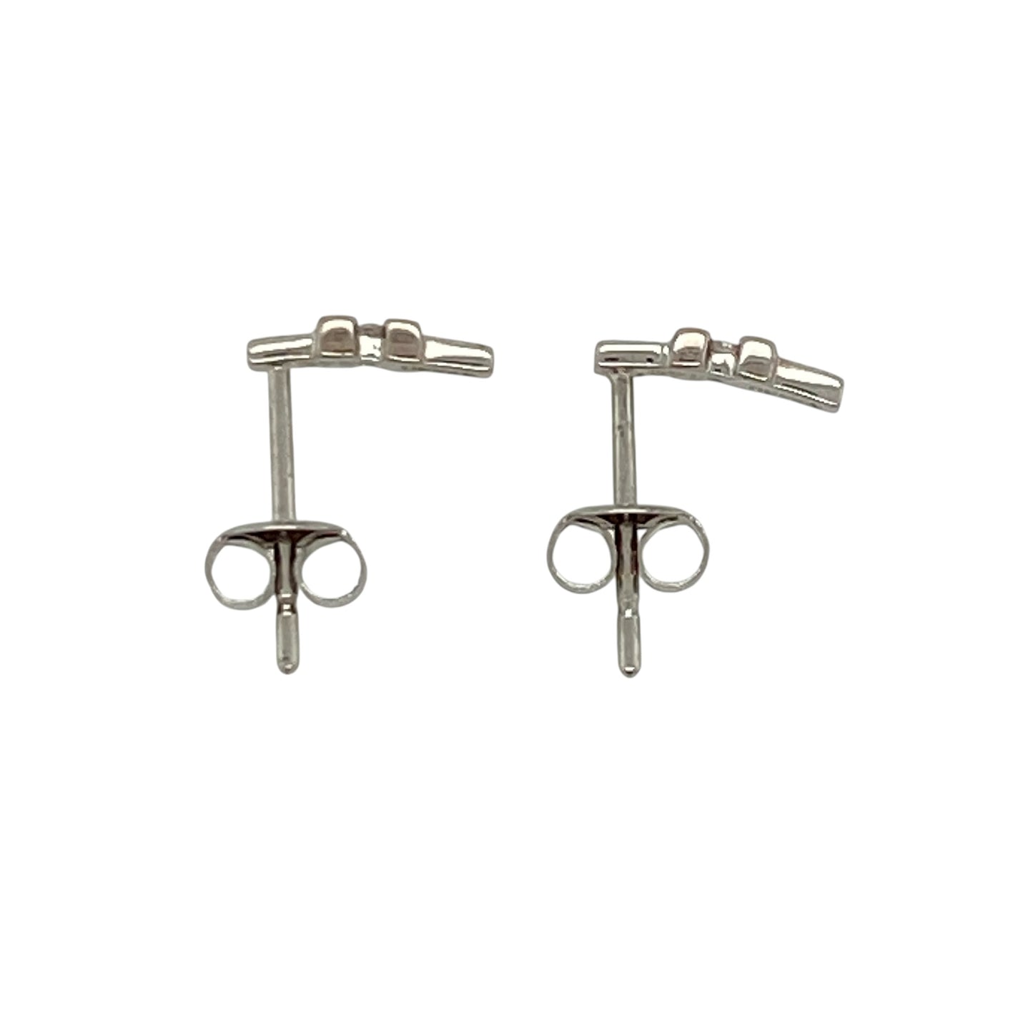 9ct White Gold & Diamond Bar Stud Earrings