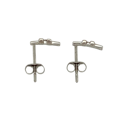 9ct White Gold & Diamond Bar Stud Earrings