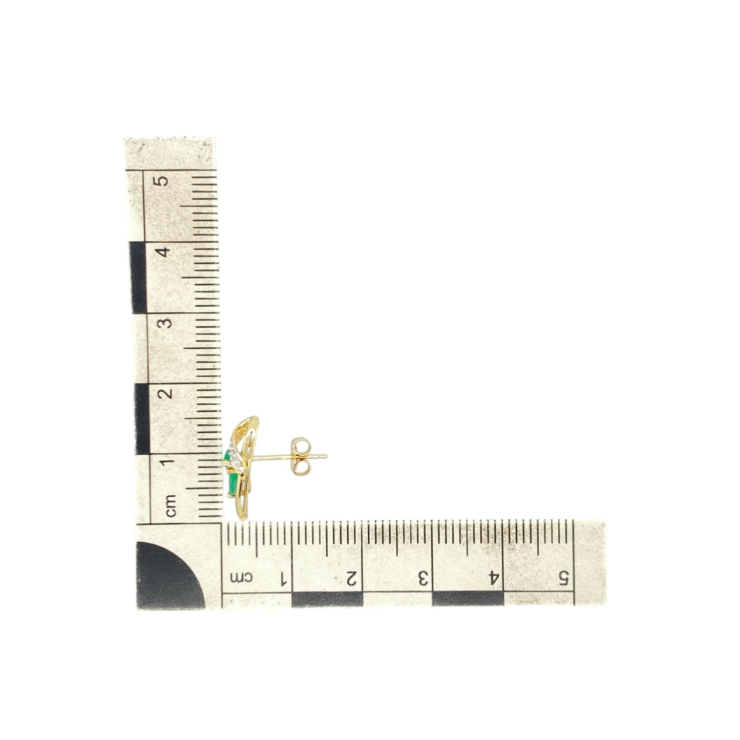 9ct Gold Diamond & Emerald Stud Earrings