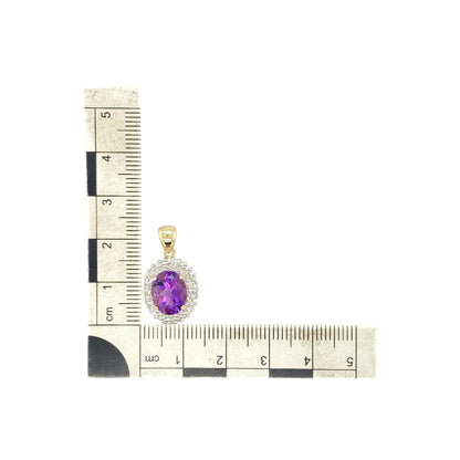 9ct Gold Diamond & Amethyst Cluster Pendant