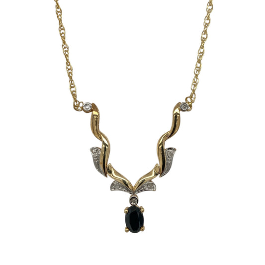9ct Gold Diamond & Sapphire 18" Necklace