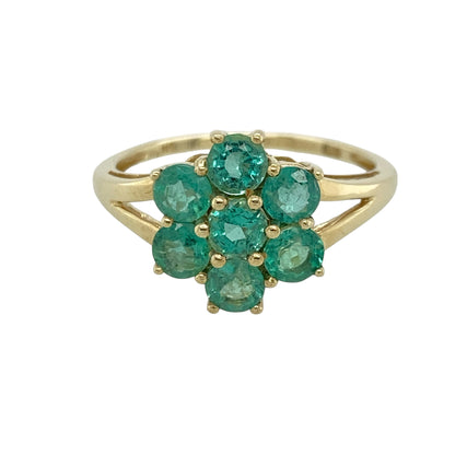 9ct Gold & Green Stone Flower Cluster Ring