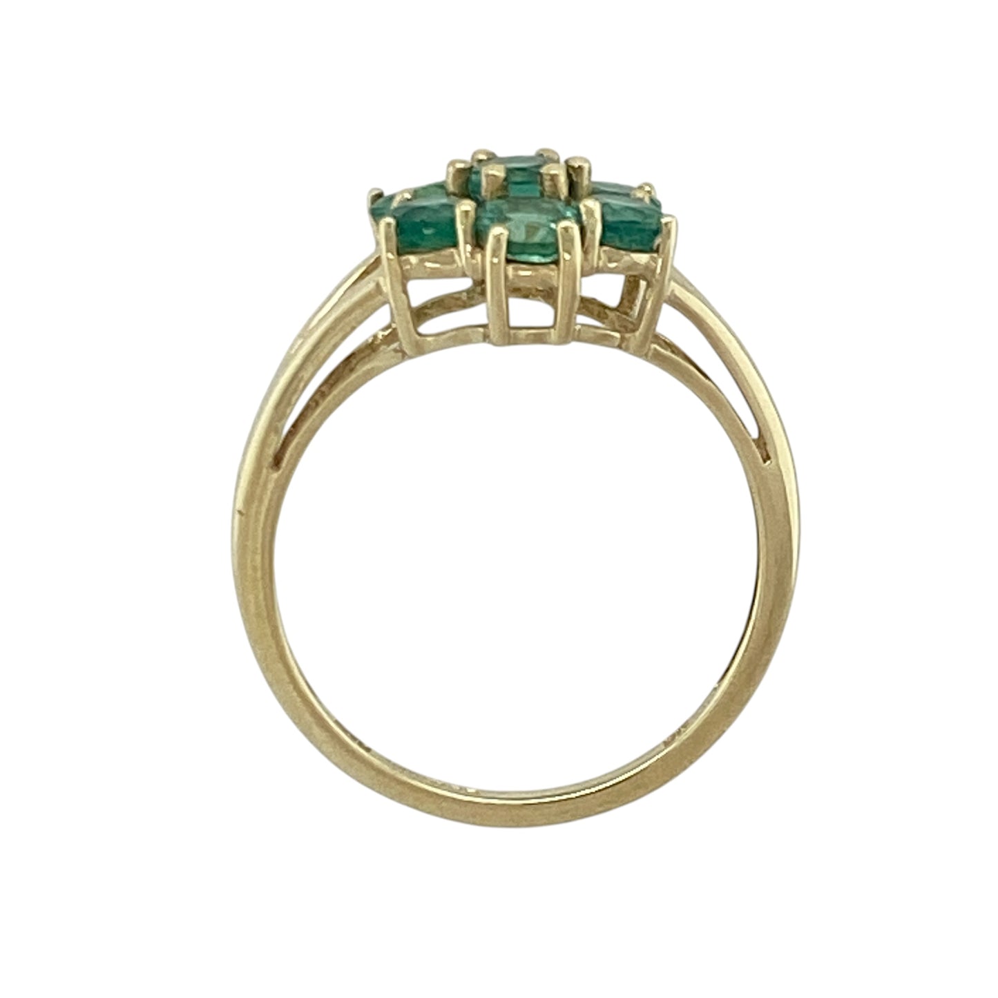9ct Gold & Green Stone Flower Cluster Ring