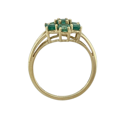 9ct Gold & Green Stone Flower Cluster Ring