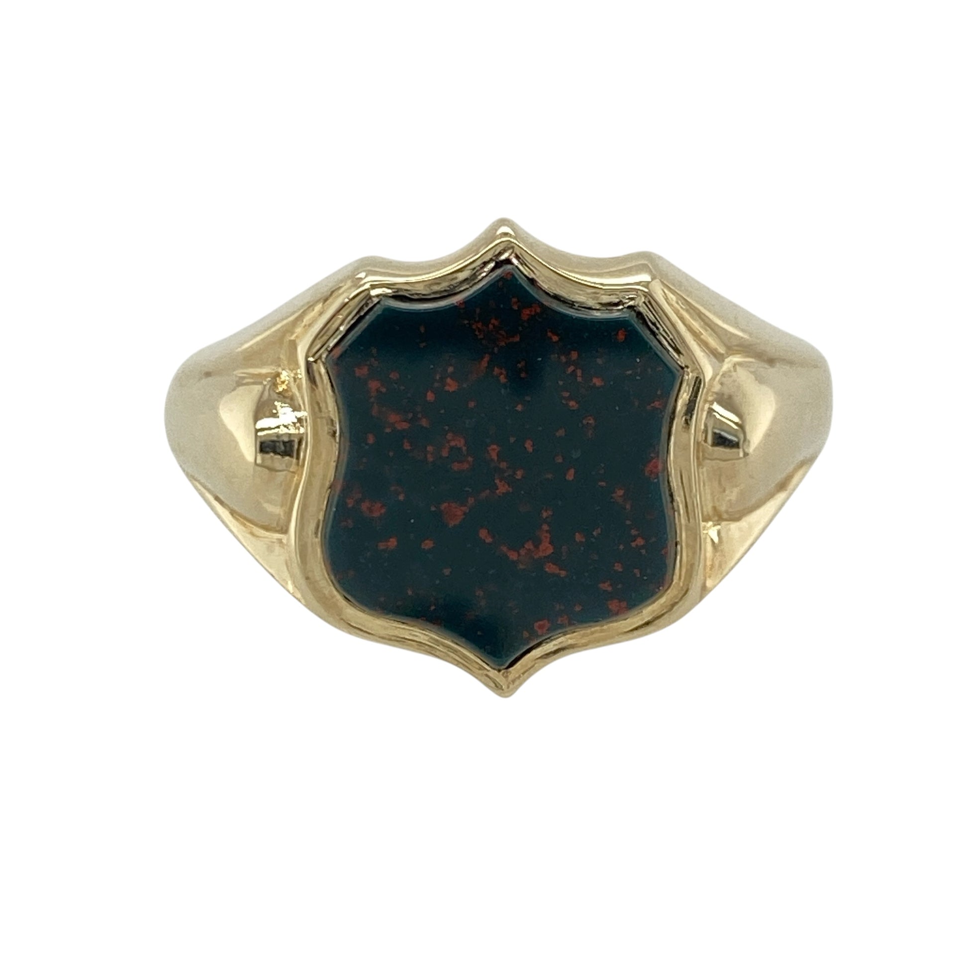 9ct Gold & Bloodstone Shield Signet Ring