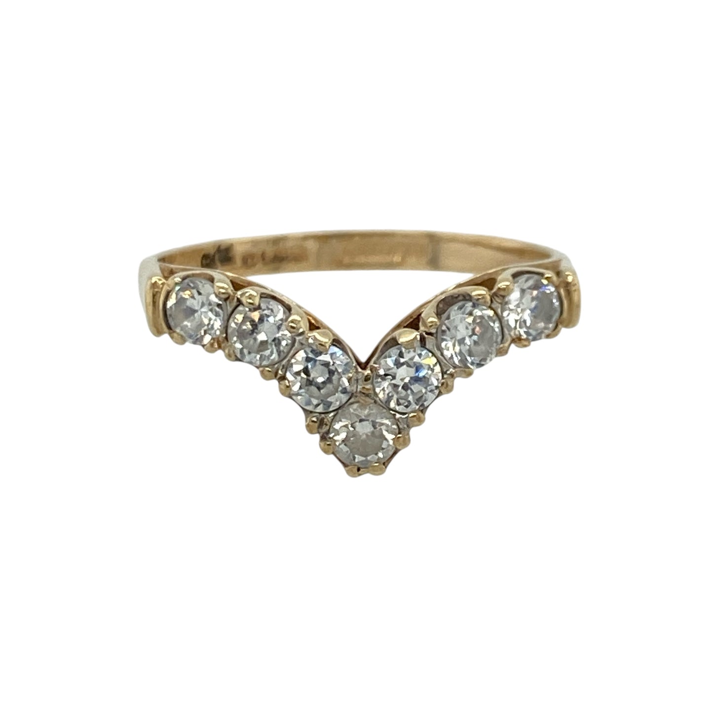 9ct Gold & Cubic Zirconia Wishbone Ring