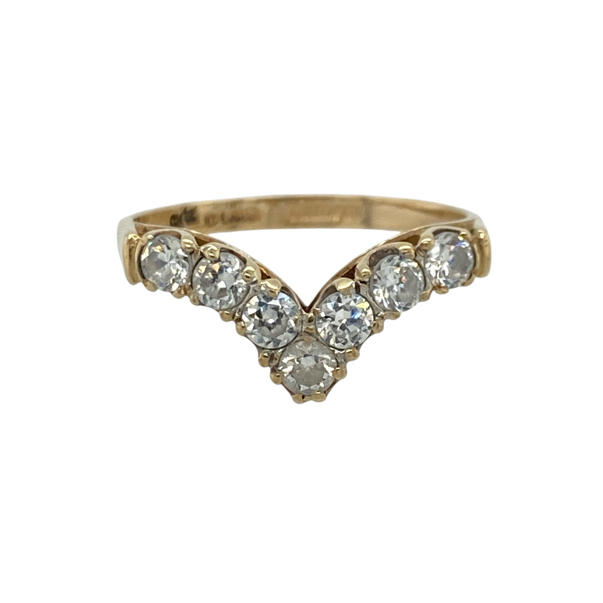 9ct Gold & Cubic Zirconia Wishbone Ring