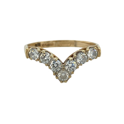 9ct Gold & Cubic Zirconia Wishbone Ring