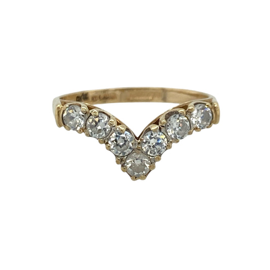 9ct Gold & Cubic Zirconia Wishbone Ring