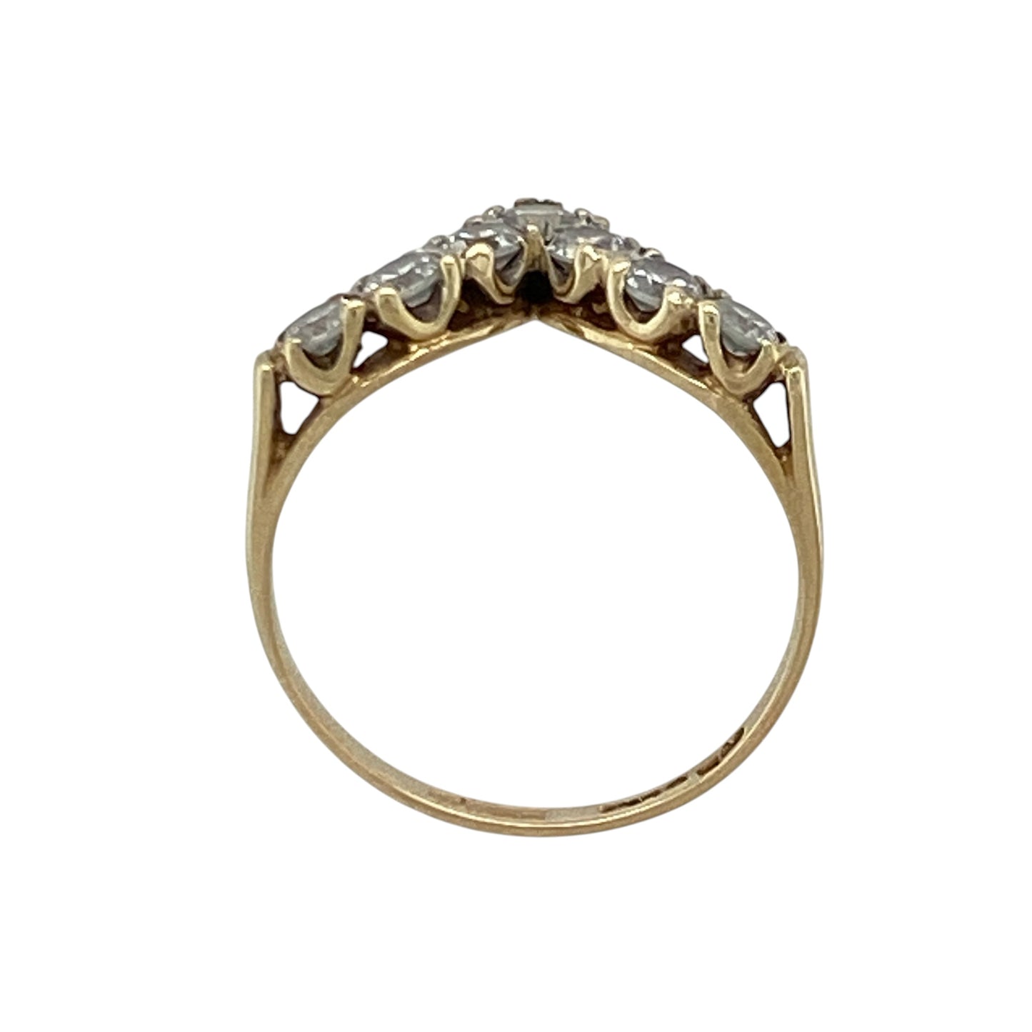 9ct Gold & Cubic Zirconia Wishbone Ring