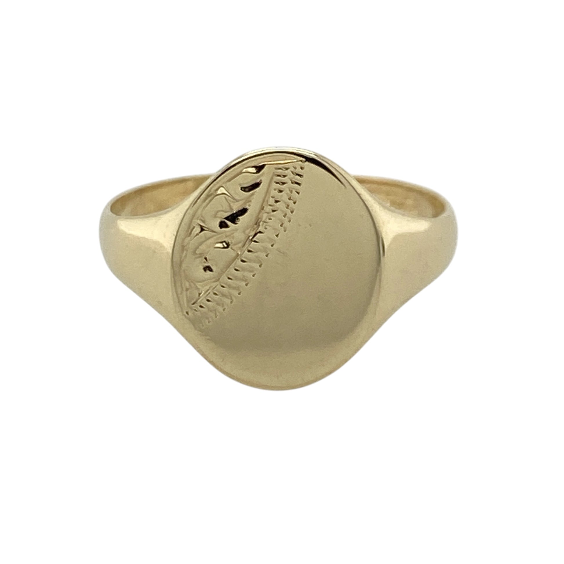 9ct Gold Patterned Oval Signet Ring