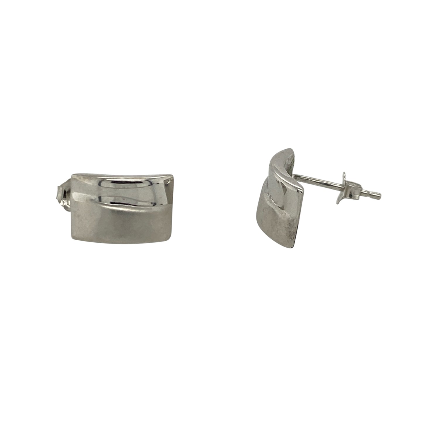 9ct White Gold Curved Stud Earrings