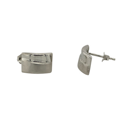 9ct White Gold Curved Stud Earrings