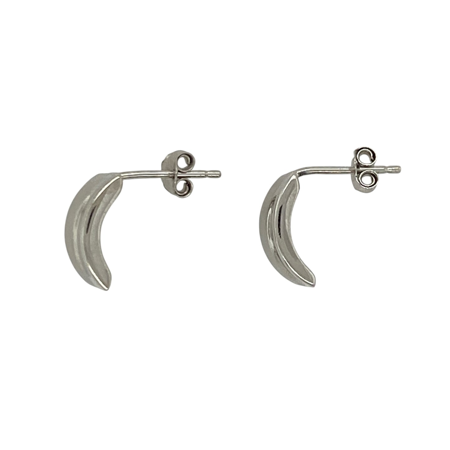 9ct White Gold Curved Stud Earrings