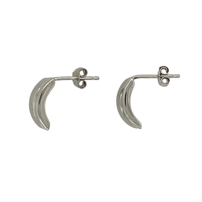 9ct White Gold Curved Stud Earrings