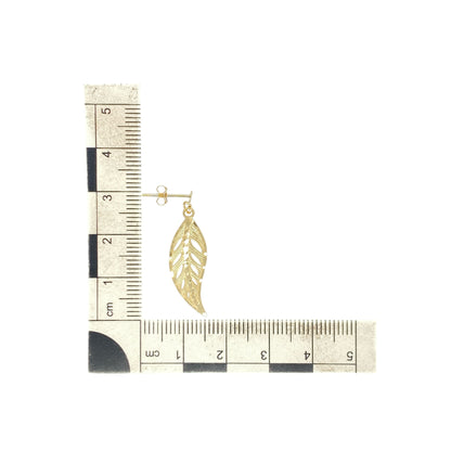 9ct Gold Leaf Drop Earrings