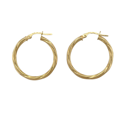 9ct Gold Twisted Hoop Creole Earrings