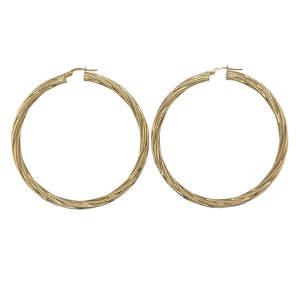 9ct Gold Twisted Hoop Creole Earrings