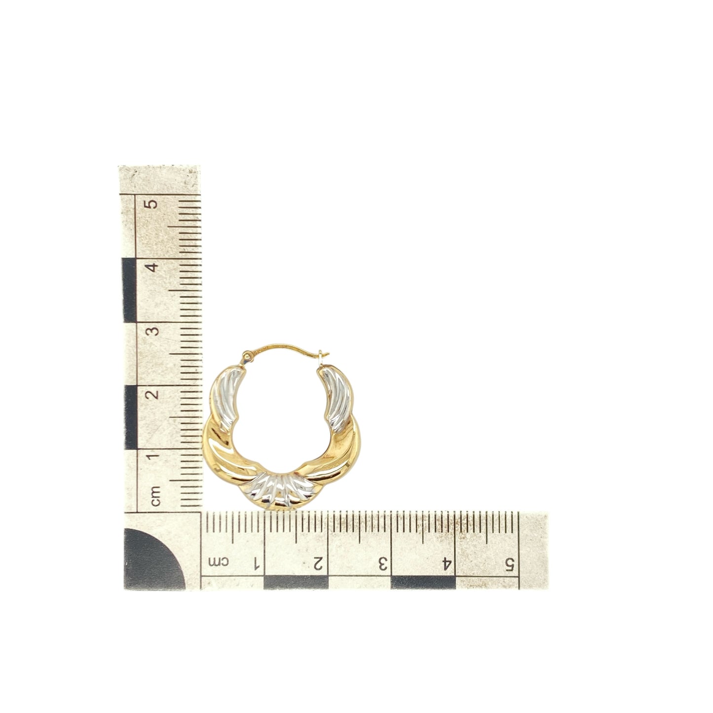 9ct Gold Patterned Twisted Hoop Creole Earrings