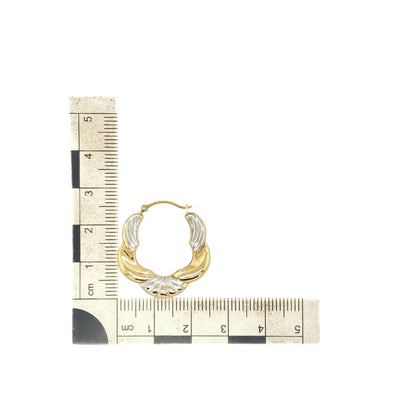 9ct Gold Patterned Twisted Hoop Creole Earrings