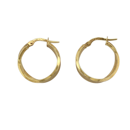 9ct Gold Wave Hoop Creole Earrings