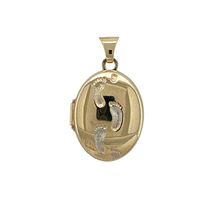 9ct Gold Footprint Oval Locket