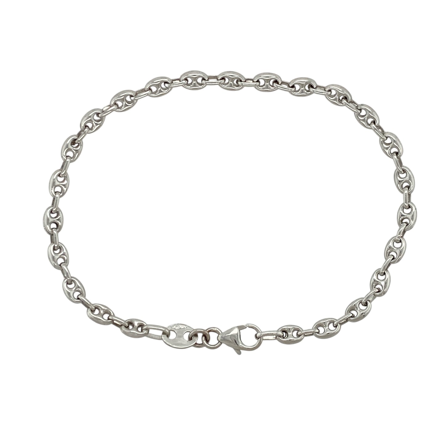 9ct White Gold 7" Anchor Bracelet