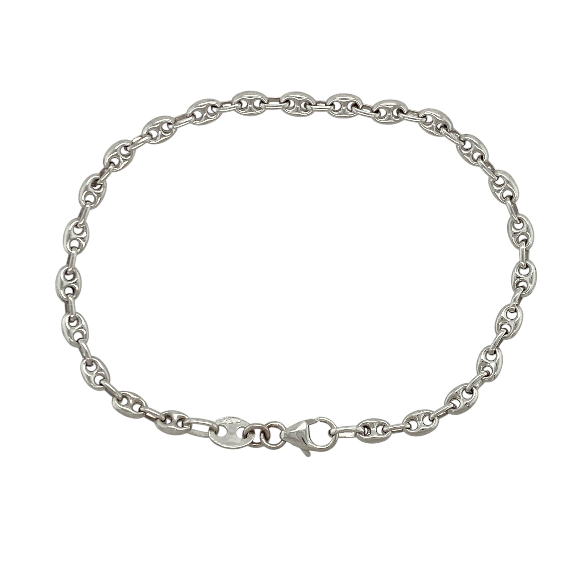 9ct White Gold 7" Anchor Bracelet