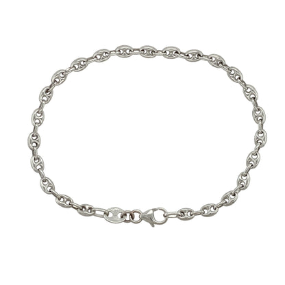 9ct White Gold 7" Anchor Bracelet