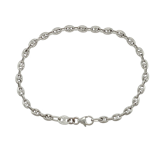 9ct White Gold 7" Anchor Bracelet