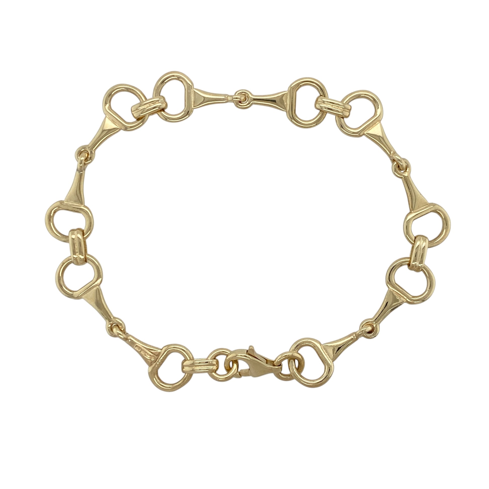 9ct Gold 7" Equestrian Double Bit Link Bracelet