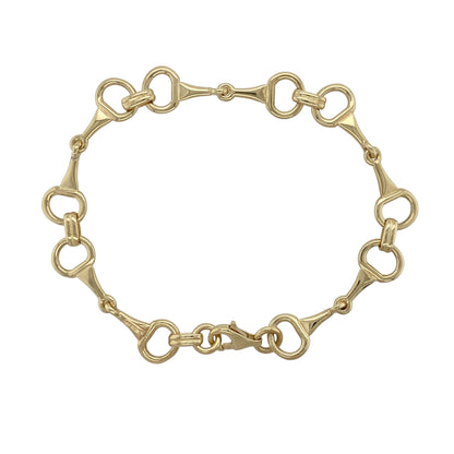 9ct Gold 7" Equestrian Double Bit Link Bracelet