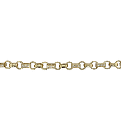 9ct Gold & Cubic Zirconia 8" Gypsy Style Link Bracelet