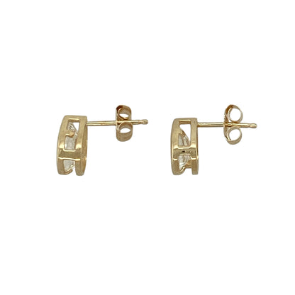 14ct Gold & Cubic Zirconia Teardrop Stud Earrings