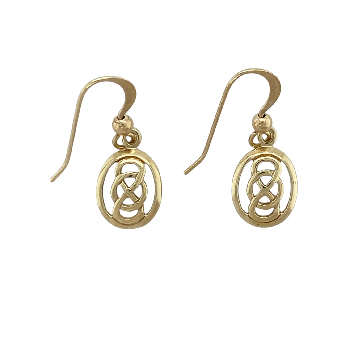 9ct Gold Celtic Knot Oval Drop Earrings