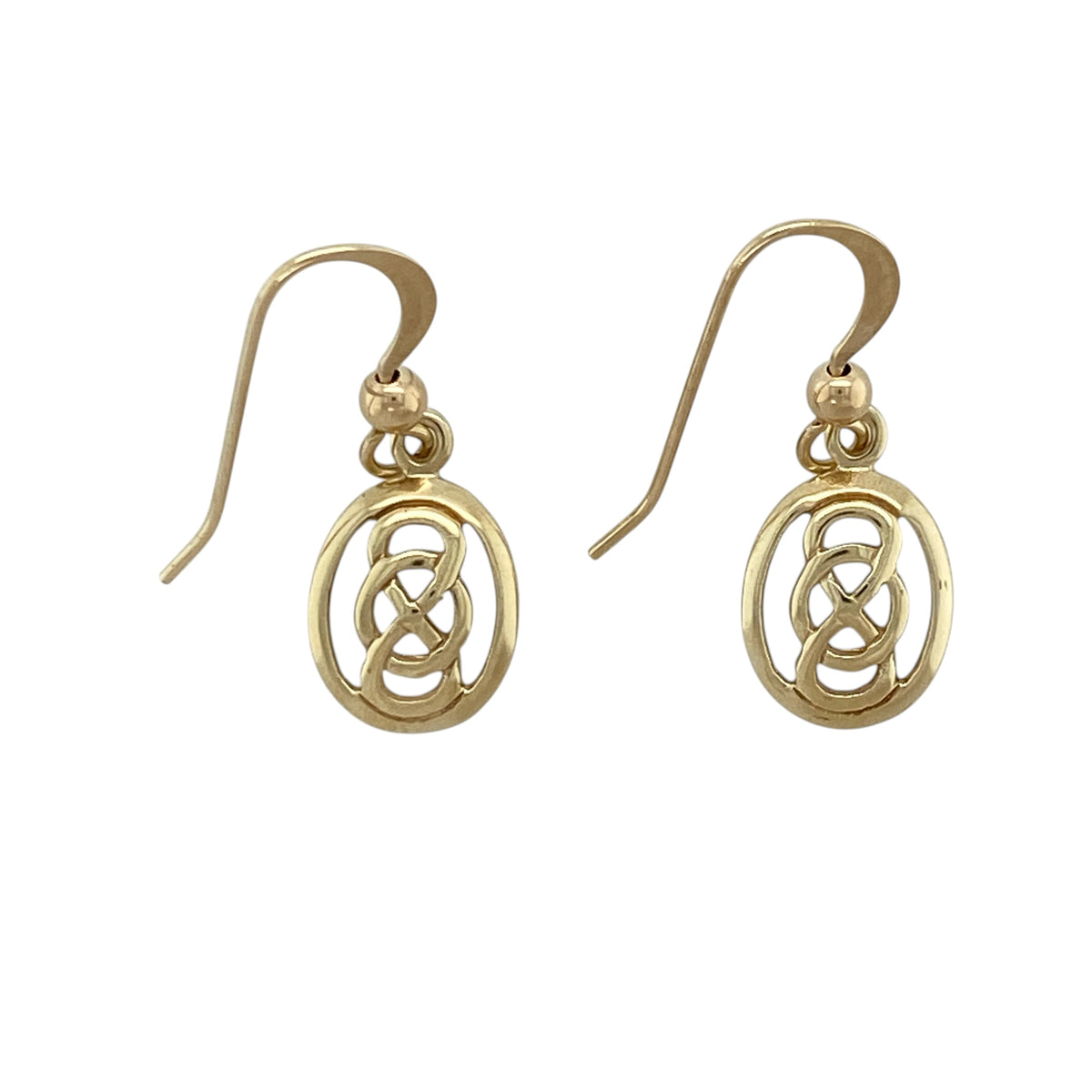 9ct Gold Celtic Knot Oval Drop Earrings
