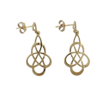 9ct Gold Celtic Knot Drop Earrings