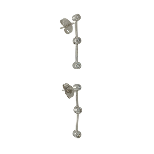 9ct White Gold & Cubic Zirconia Drop Earrings