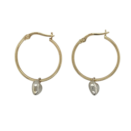 9ct Gold Heart Hoop Creole Earrings