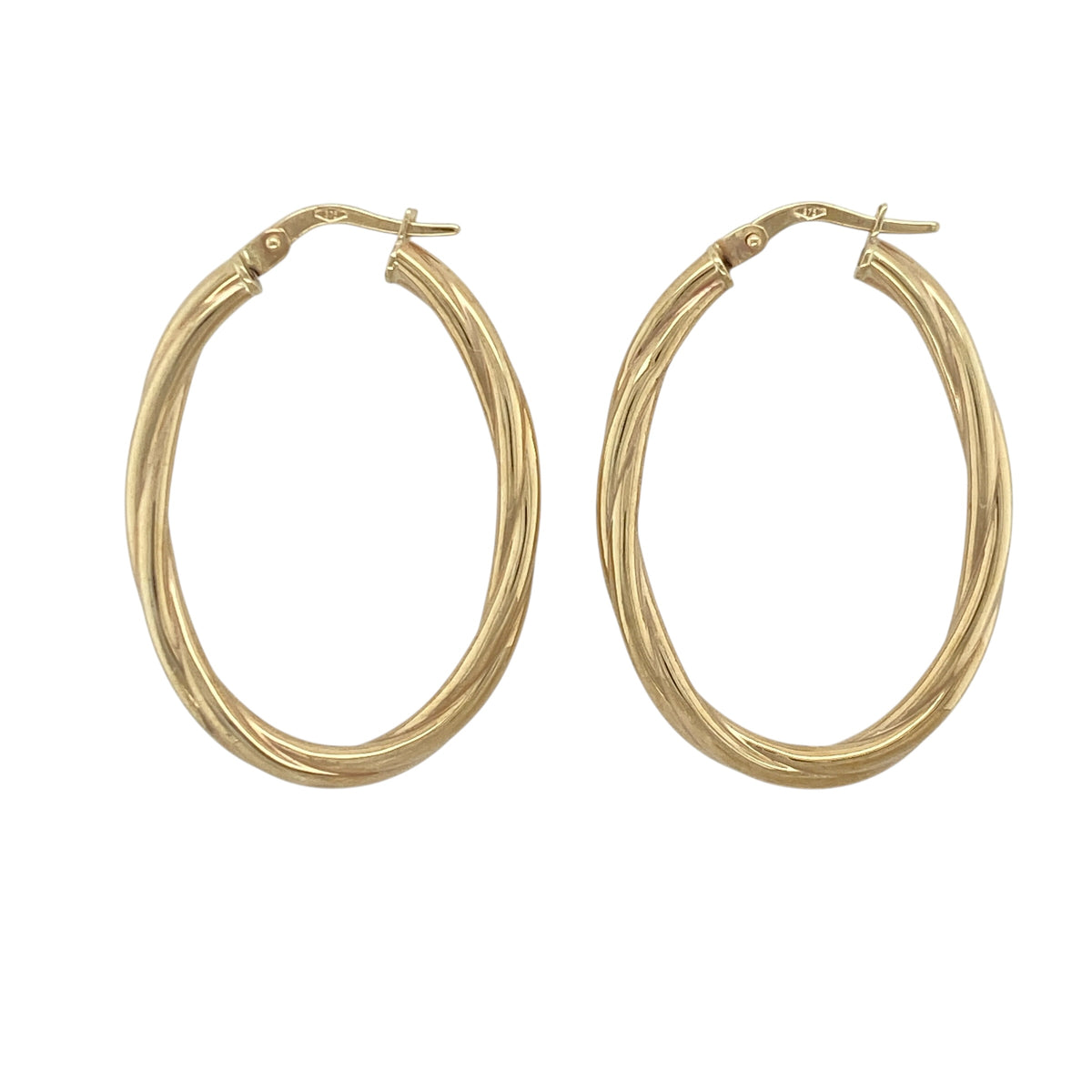 9ct Gold Twisted Oval Creole Earrings
