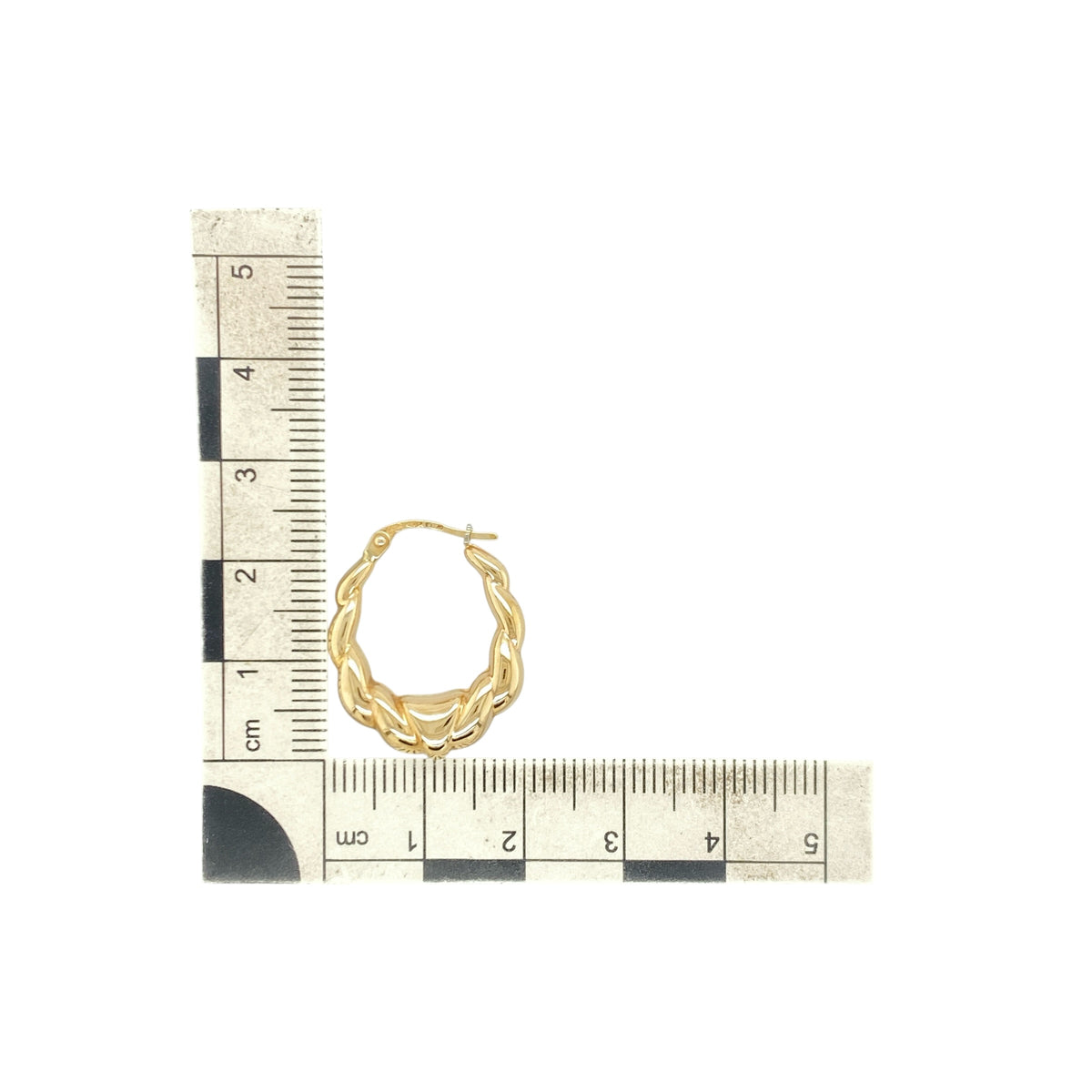 9ct Gold Twisted Oval Creole Earrings