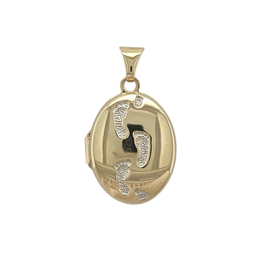 9ct Gold Footprint Oval Locket