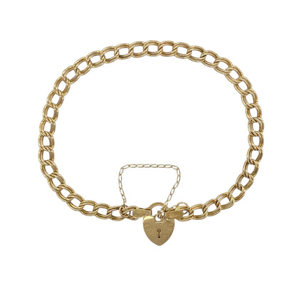 9ct Gold 7" Double Curb Charm Bracelet