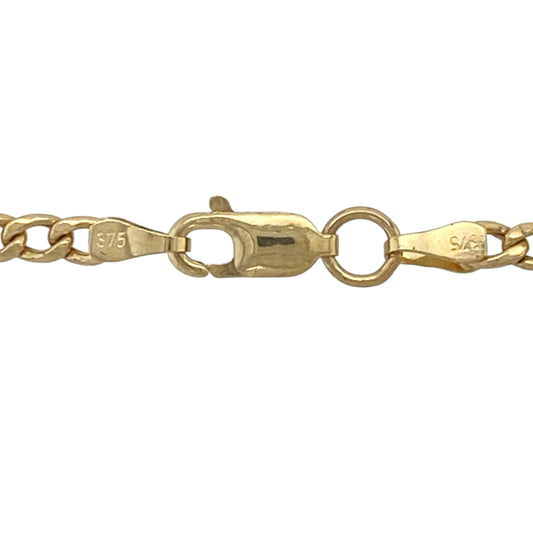 This pre-owned 9ct yellow gold hollow curb chain offers a classic look with a lightweight feel, making it perfect for everyday wear.

Design: Featuring polished hollow curb links, this 24-inch chain has a timeless appearance while remaining comfortable to wear. Its longer length and 3mm wide links make it ideal for wearing on its own or paired with a favourite pendant.
Material: Made from 9-carat yellow gold.