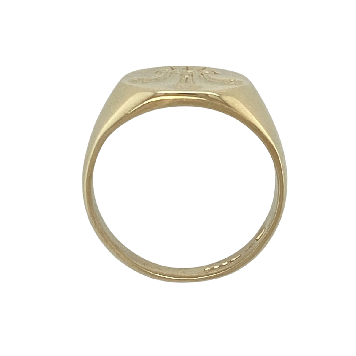 9ct Gold Welsh Three Feathers Round Signet Ring