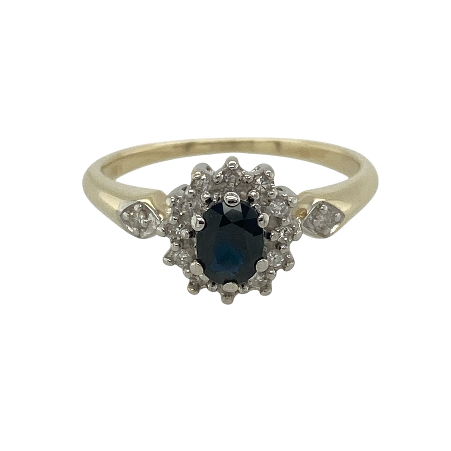 9ct Gold Diamond & Sapphire Cluster Ring