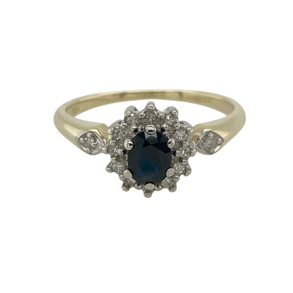 9ct Gold Diamond & Sapphire Cluster Ring