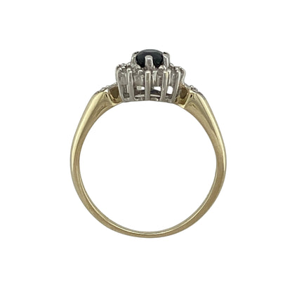 9ct Gold Diamond & Sapphire Cluster Ring