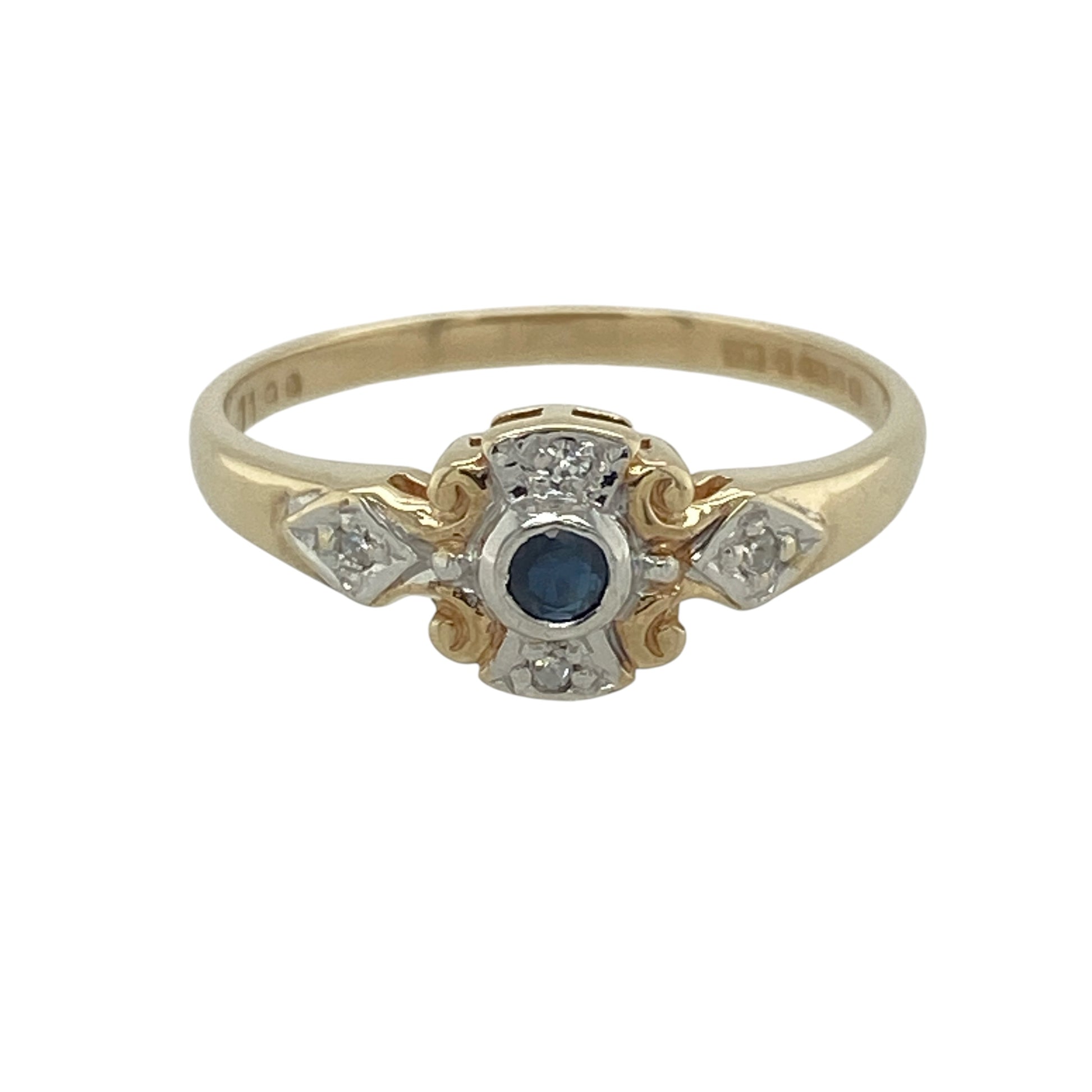 9ct Gold Diamond & Sapphire Cluster Ring