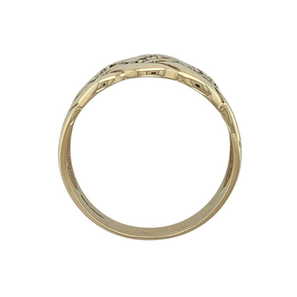 9ct Gold & Diamond Celtic Knot Wide Band Ring